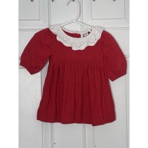JANIE AND JACK Red Valentine's Baby Collared Cable Knit Sweater Size  3 6 Months